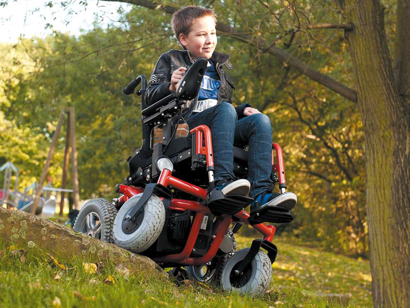 Chłopiec na wózku w parku, zjeżdzający ze wzniesienia /fot. archiwum Vermeiren