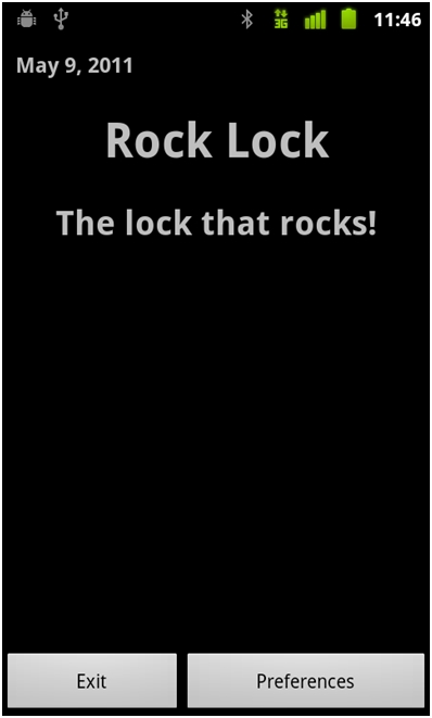 Screenshot z aplikacji Rock Lock