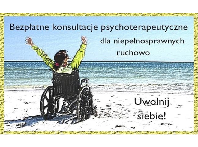 fragment plakatu - dziewczynka na wózku znajduje się na plaży