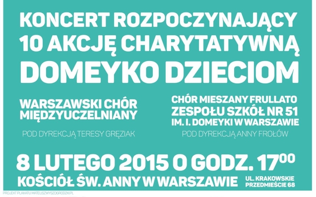 plakat koncertu charytatywnego "Domeyko Dzieciom"