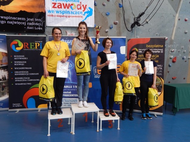 zwyciężczynie wspinaczki na podium