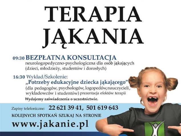 fragment plakatu zachęcającego do udziału w Skutecznej Terapii Jąkania w Poznaniu