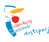 logo m.st. Warszawy - syrenka z podpisem Zakochaj się w Warszawie dostępnej