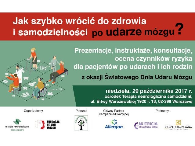 Plakat informacyjny o Światowym Dniu Udaru Mózgu