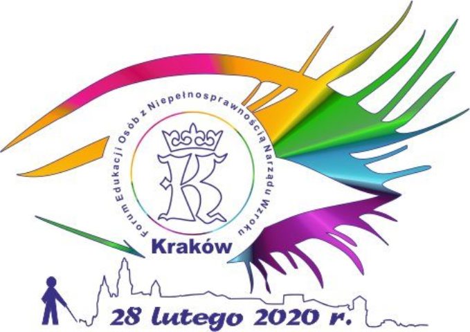 kolorowy rysunke oka z rzęsami w nim okrągłe logo forum na dole data 28 lutego 2020