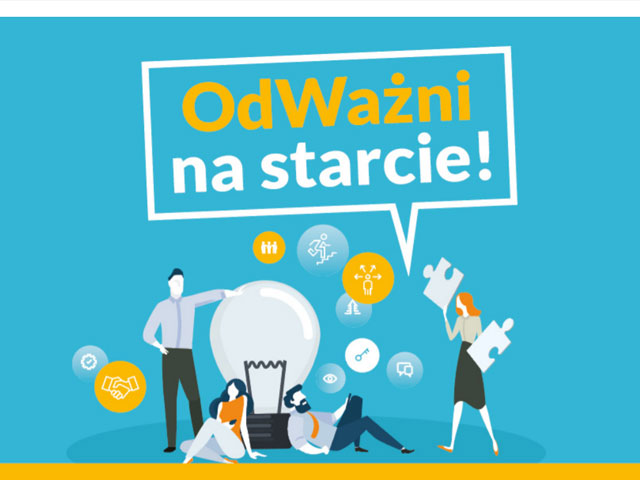 grafika z osobami młodymi, które opierają się plecami o dużą żarówkę