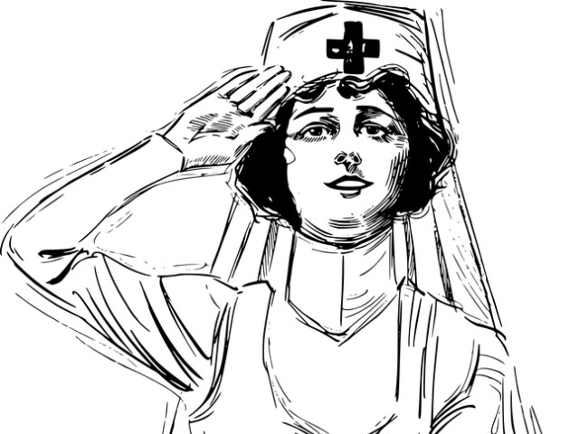 rysunek salutującej pielęgniarki 