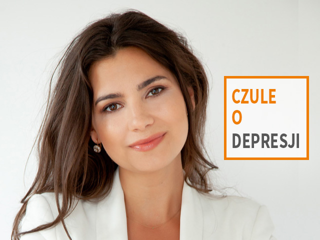 Adrianna Sobol, obok napis w kwadracie: Czule o depresji
