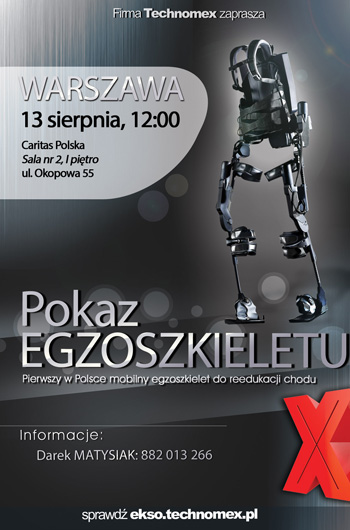 Plakat: pokaz egzoszkieletu w Warszawie