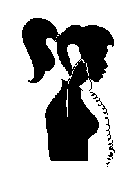 czarna grafika kobiety rozmawiającej przez telefon