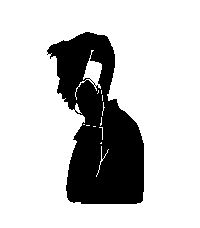 czarna grafika mężczyzny rozmawiającego przez telefon