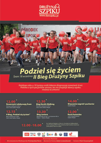 Plakat II Biegu Drużyny Szpiku