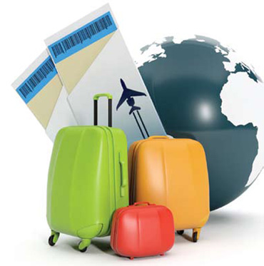 Bilety lotnicze i walizki