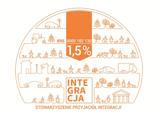 Procent podatku za 2025. Na środku znajduje się liczba 1,5 proc. w okół niej są symbole niepełnospawności